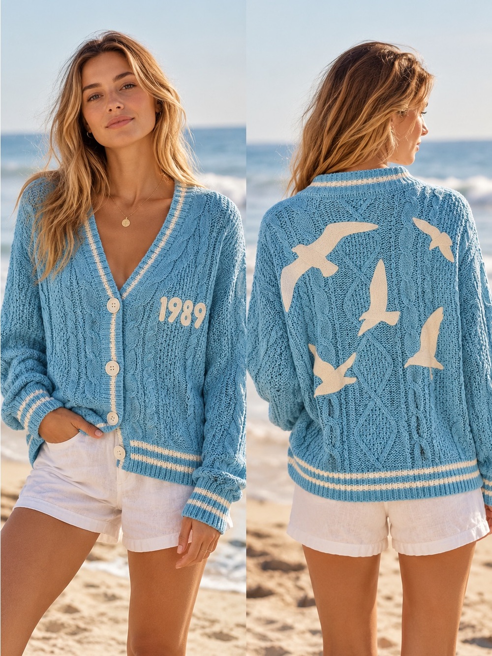 Taylor Swift 1989 Taylor’s Version Cardigan XS/S Blue Seagull Cable Knit